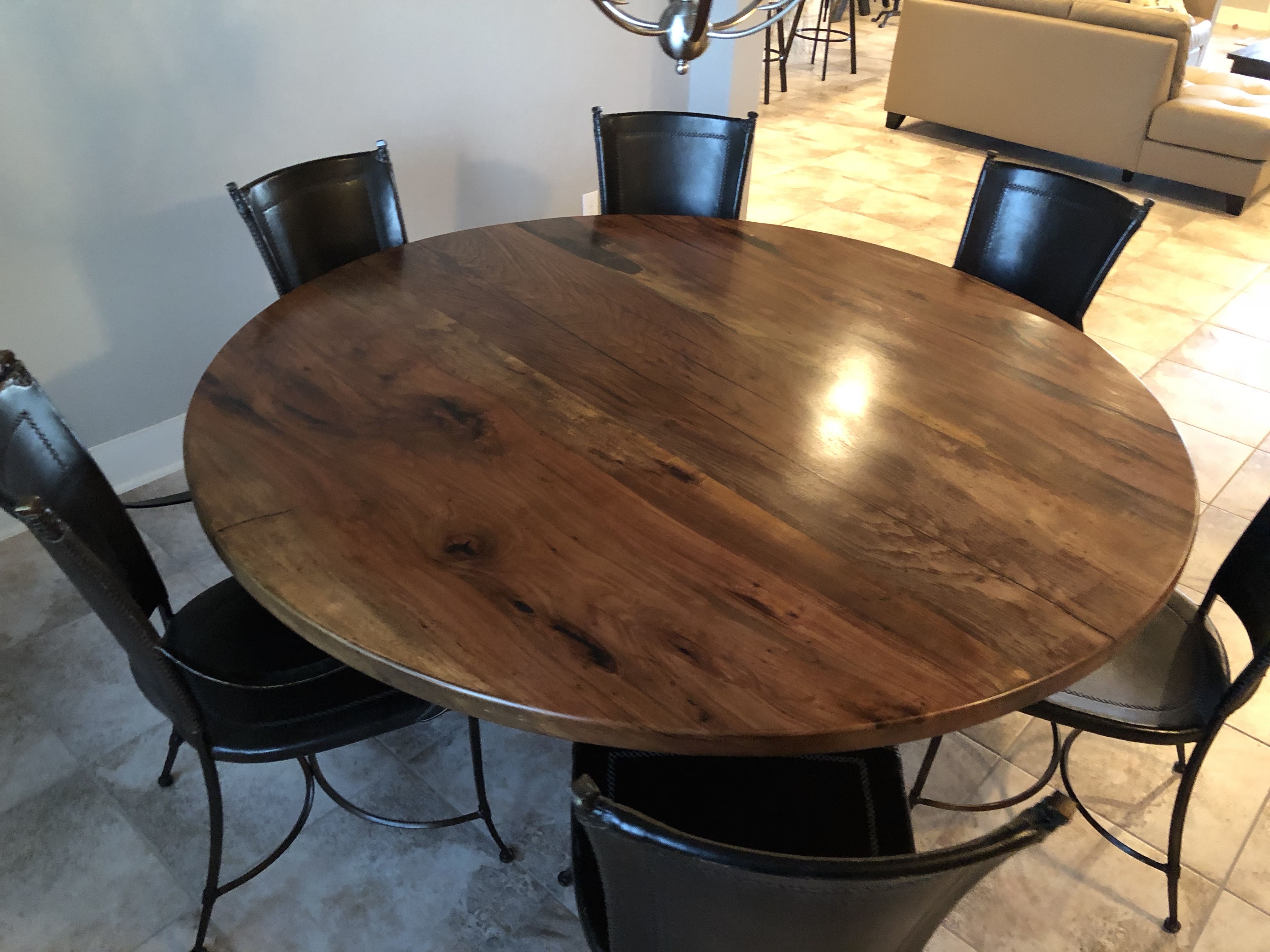Custom Made Round Pecan Dining Table, Round Table Services Llc