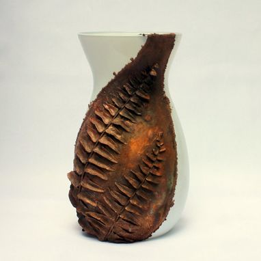 Custom Made Electroformed Fern And Copper Vase