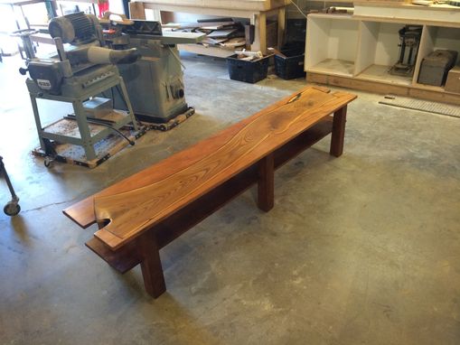 Custom Made Genkan Bench /  Entryway Bench With Captured Russian Olive Top