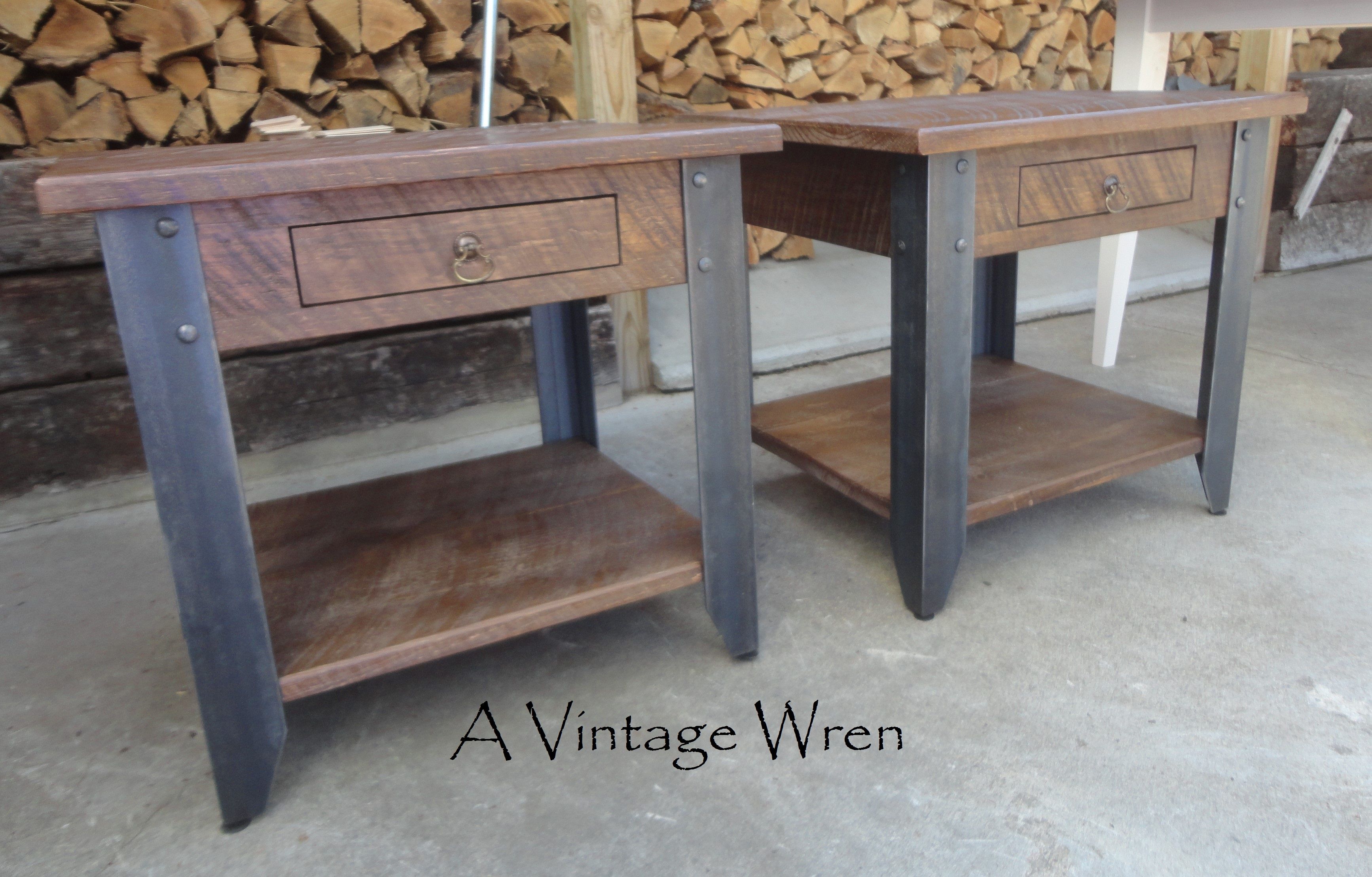 Custom Made Industrial Side Table/ Accent Table/ Modern Furniture