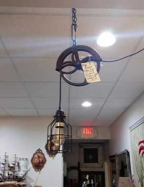 Custom Made Industrial Pulley Edison Bulb Pendant Light Fixtures Vintage
