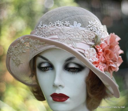 Custom Made Shabby Chic Vintage Hat 1920'S Wedding Tea Party Summer