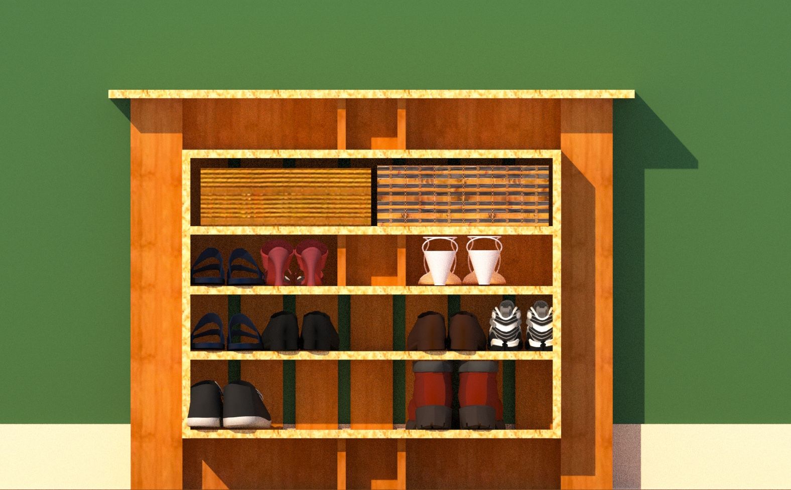 Custom Hallway Shoe Storage With Framed Shelves by Ever DesignWorks