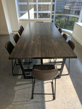 Custom Made Contemporary Industrial Reclaimed Hardwood And Steel Conference Table