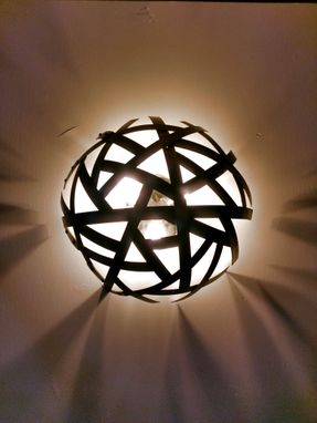 Custom Made Wine Barrel Ring Sconce Or Flush Mount Light - Kansi - Made From Retired Ca Wine Barrel Rings