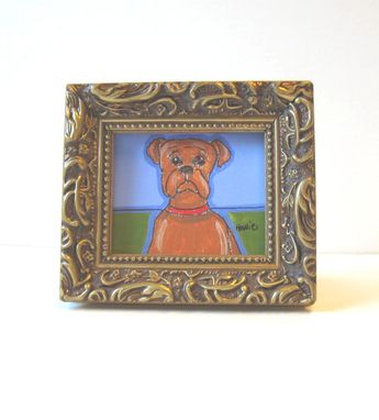 Custom Made Acrylic Animal Painting, Original Framed Miniature Painting