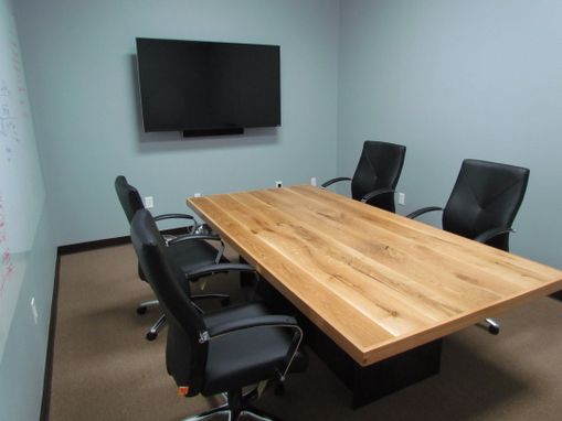 Custom Made White Oak Conference Table With Steel Base
