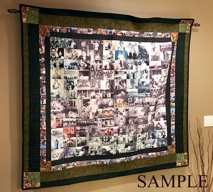 Custom Made 60 X 60 Family Photographs Art Quilt With Vert Photos