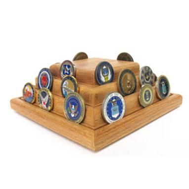 Custom Made Military Challenge Coins - Pyramid Coin Display