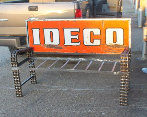 Custom Made Ideco Oil Gas Sign Made Into Bench By Raymond Guest