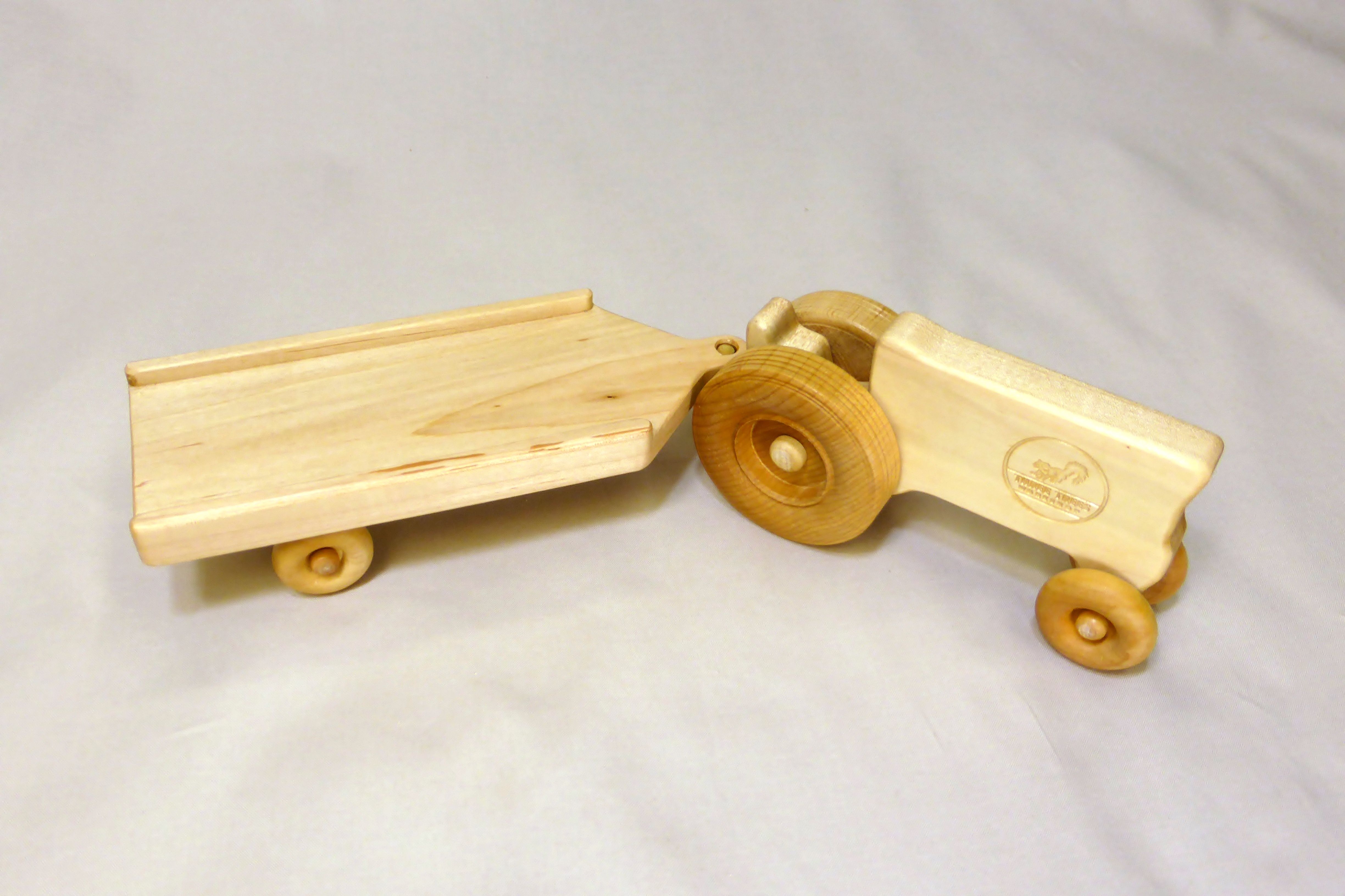 Hand Made Wooden Toy Tractor And Trailer by Three Trees