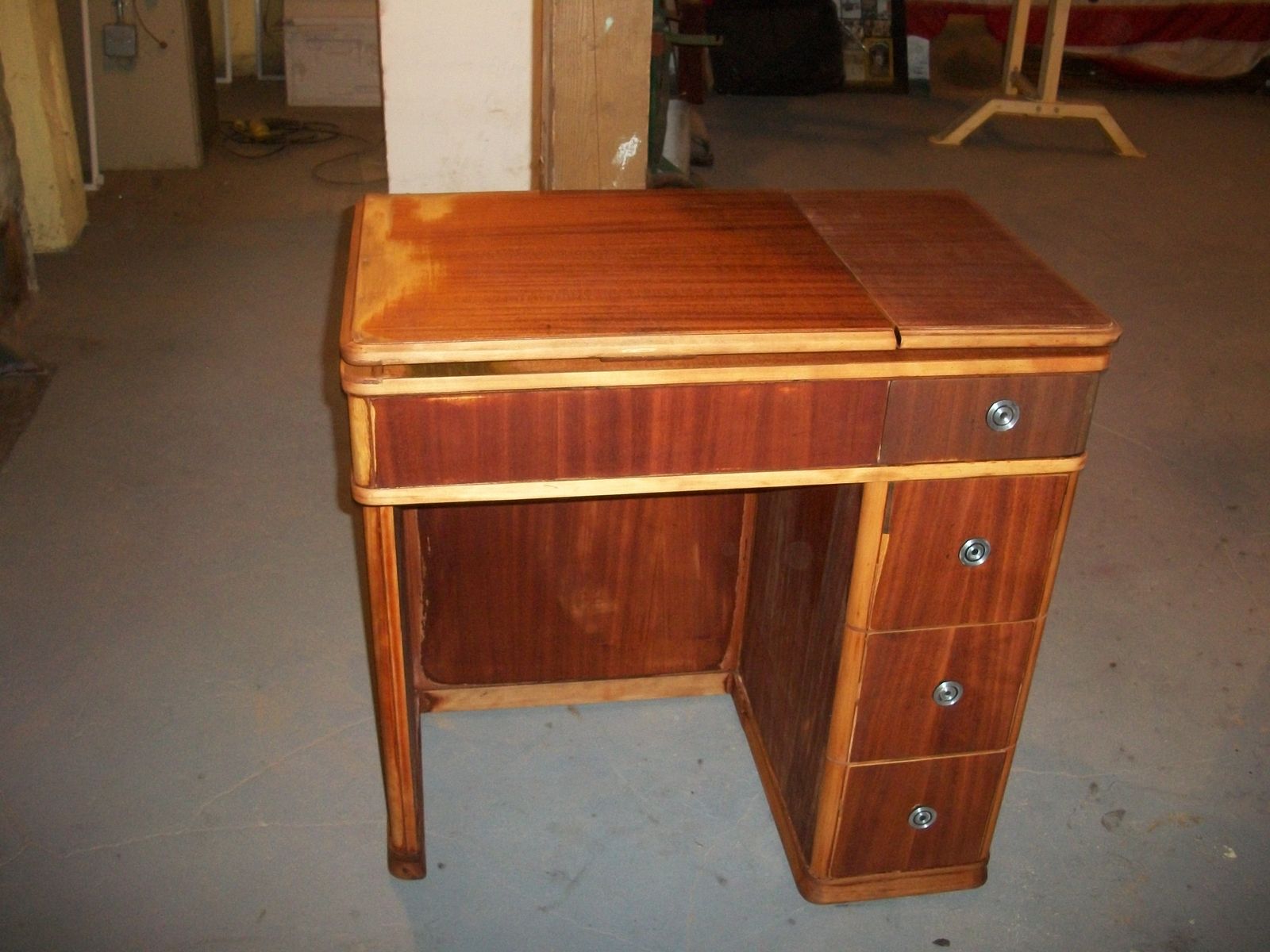 Hand Crafted Vintage Sewing Desk Re Purposed Into A Vanity By