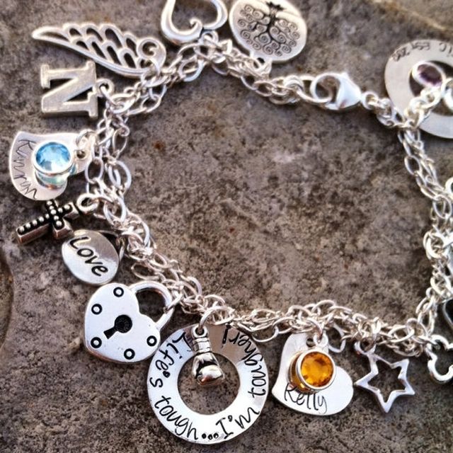 Hand Crafted Personalized Stamped Sterling Charm Bracelet Hand Crafted Personalized Stamped Sterling Charm Bracelet Family Keepsake By Dreamncolor Custommade