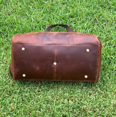 Custom Made Leather Duffle Bag, Large Travel Bag, Mens Leather Weekend Bag