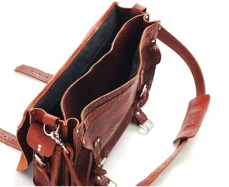 Custom Made Leather Bag - Unisex American Buffalo Leather Bag Or Leather Briefcase -  Made In Usa In Tobacco