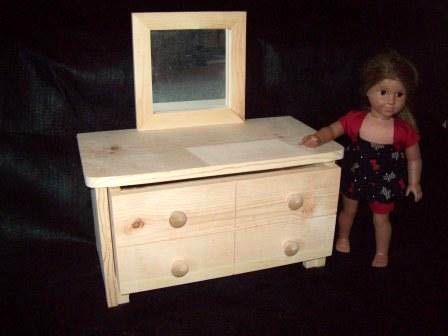 Custom 18 Doll Dresser With Mirror By Pine Grove Woodshop