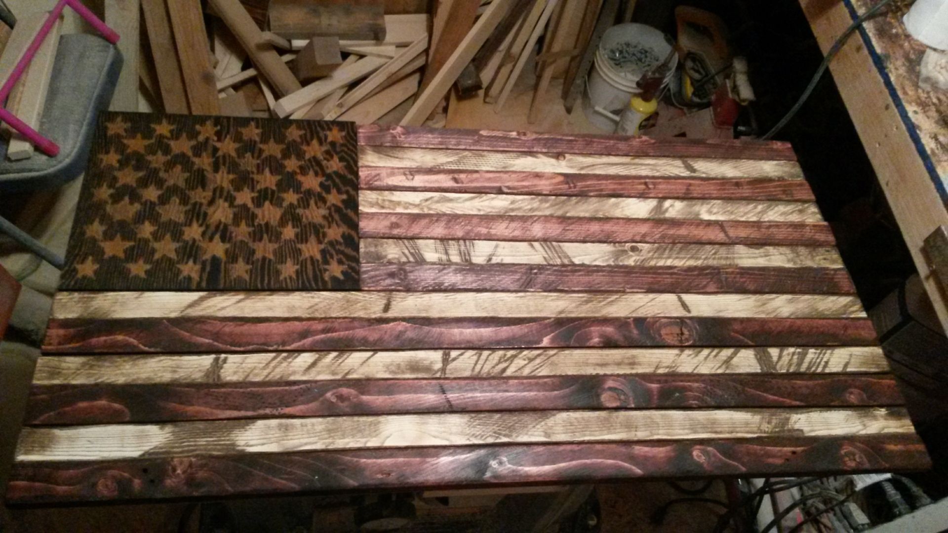 Buy a Handmade Rustic Distressed Wood American Flag, made ...