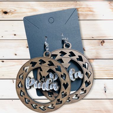 Custom Made Personalized Wood Earrings With 3d Name