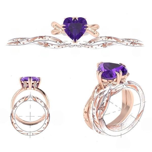 The stars shine bright on this amethyst and diamond ring.