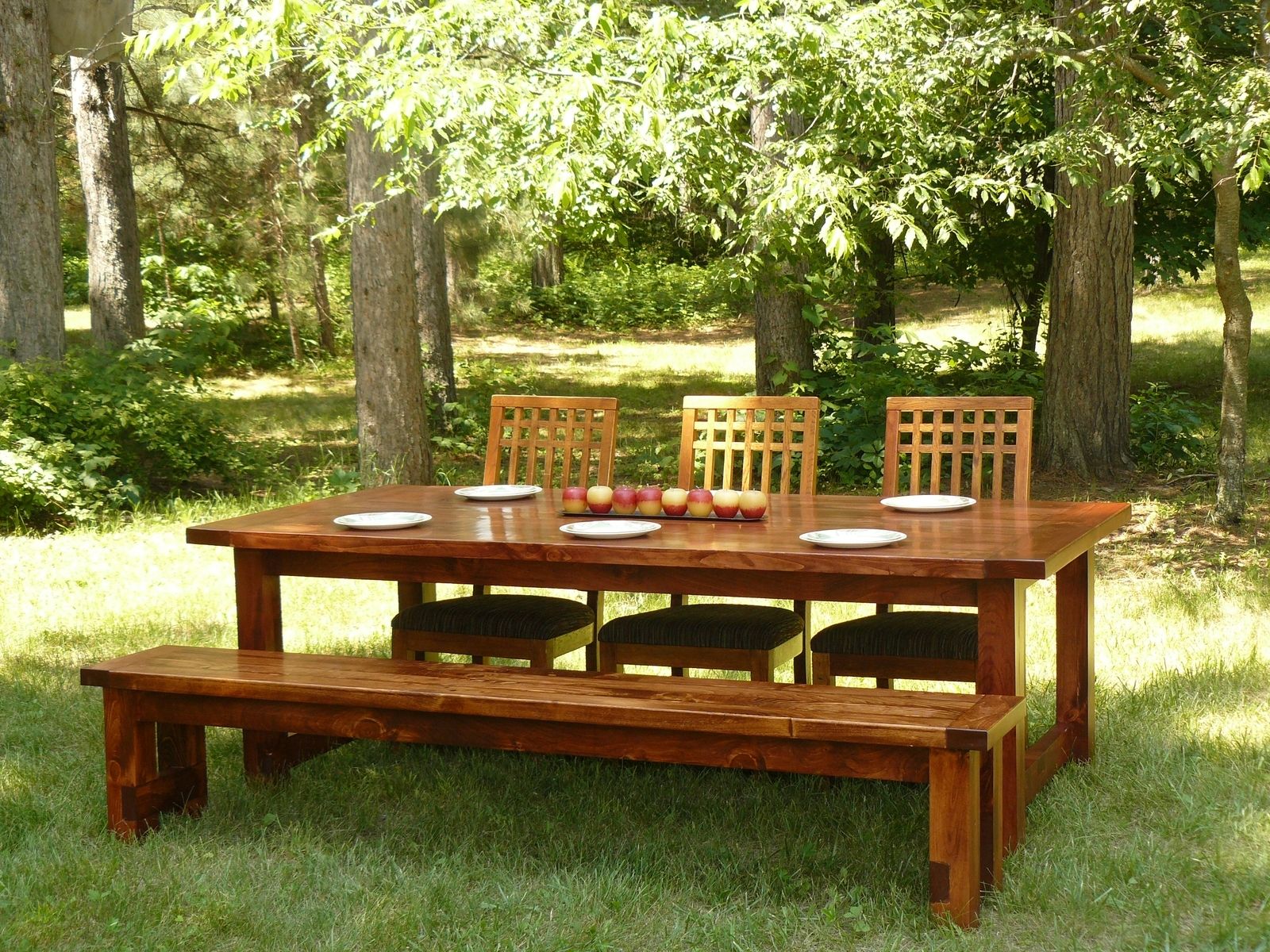 Hand Crafted White Pine Farmhouse Style Dining Table And Bench by Minnesota Farmhouse