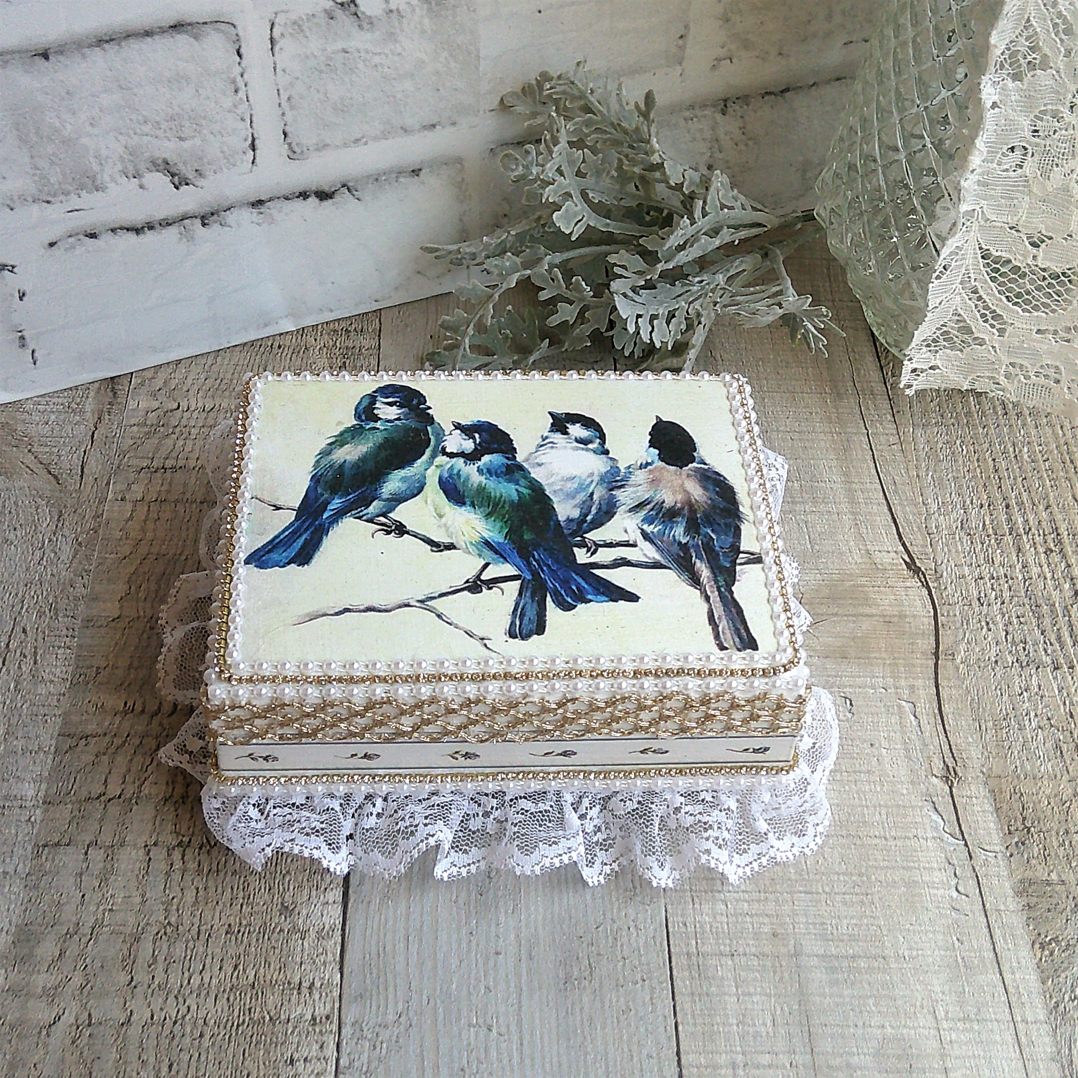 Custom Made Jewelry Box Song Bird Jewelry Box Vintage Blue Bird