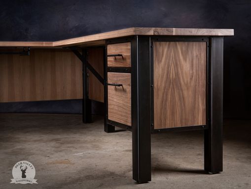 Custom Made Walnut Corner Desk, Modern Corner Desk, Office Desk, Custom Hardwood Desk