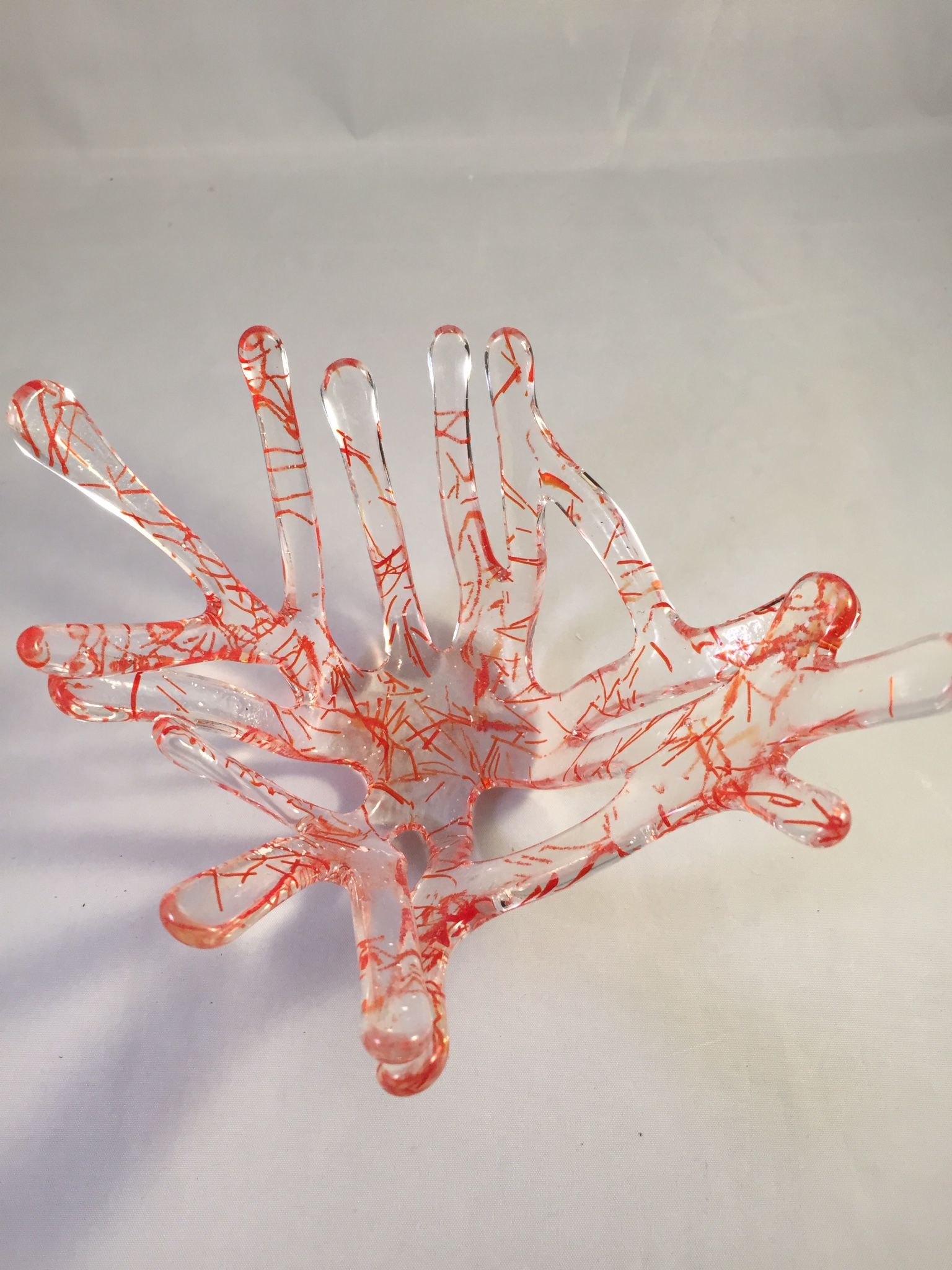 Buy Hand Crafted Red Confetti Coral Candle Holders, made to order from Glass By Helen