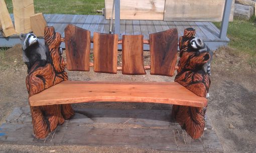 Custom Made Rustic Raccoon Bench