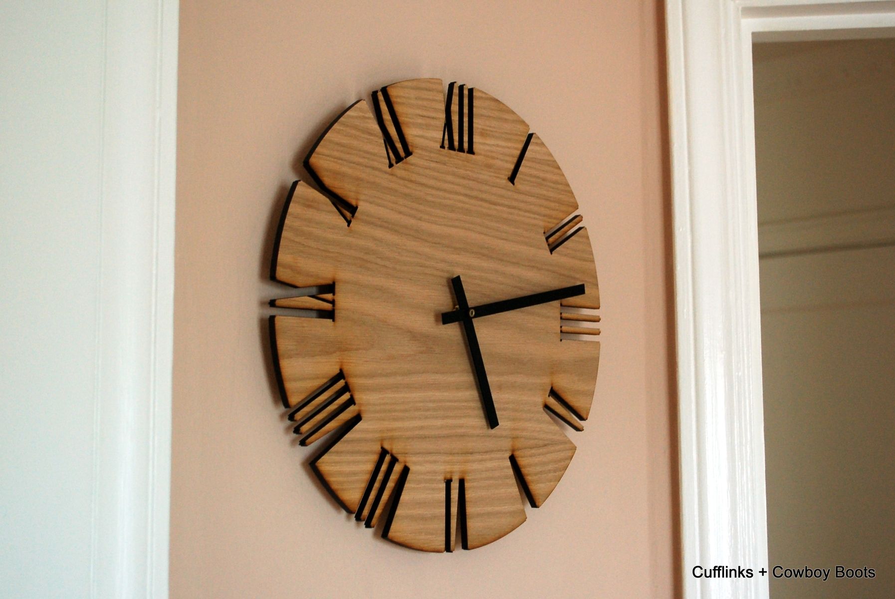 Handmade Home Wall Decor Wall Clock Roman White Oak by Cufflinks