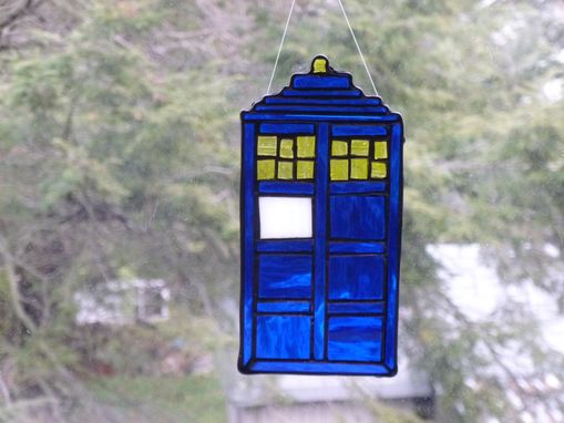 Custom Made Awesome Stained Glass Tardis Light Catcher