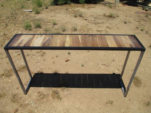Custom Made Teak And Steel Console Table