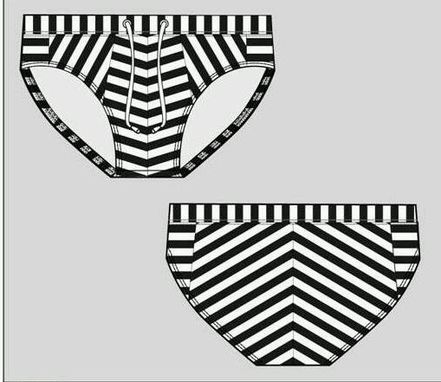 Custom Made Striped Euro-Style "Brief Cut" Swim Suit