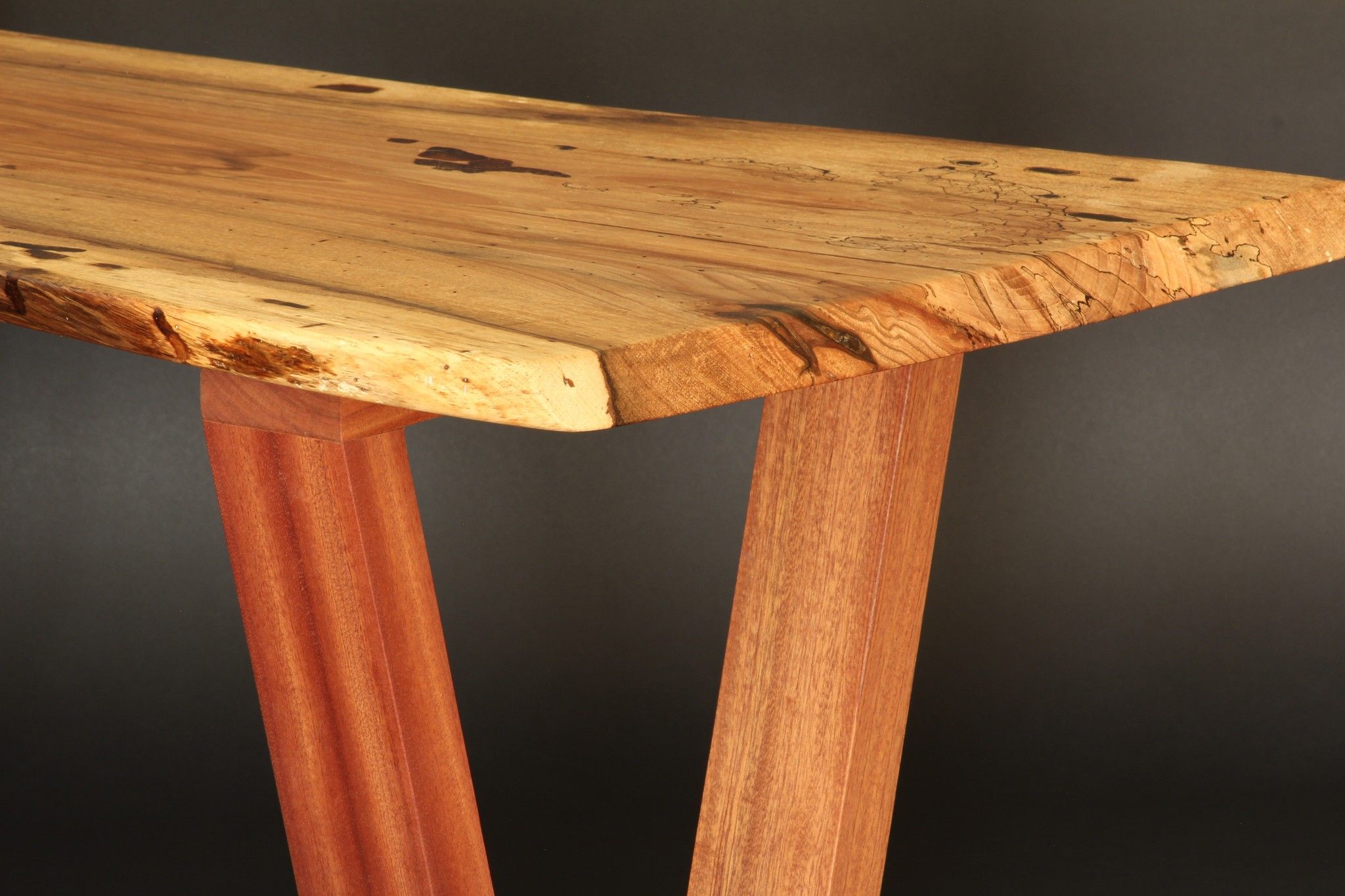 Hand Made Spalted Maple Slab Coffee Table On Sapele Legs by Daniel