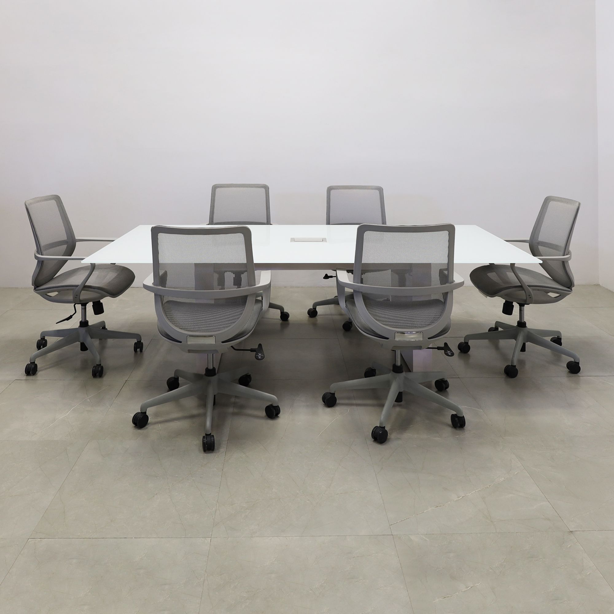 Handmade Rectangular Shape Custom Conference Table, Tempered Glass Top