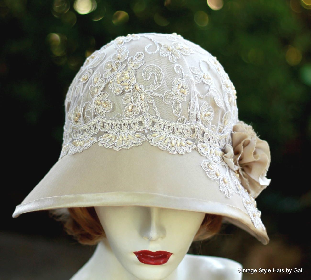 Hand Crafted Formal Dressy Edwardian Wide Brim Sun Hat Lace And Flowers ...