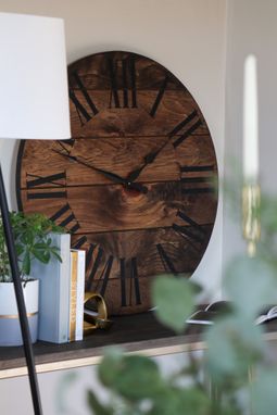 Custom Made Dark Stained Large Farmhouse Wall Clock