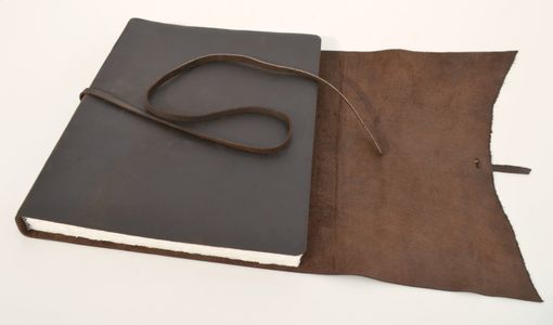 Custom Made Large Brown Leather Bound Journal Ledger Custom–Made-To Order Planner