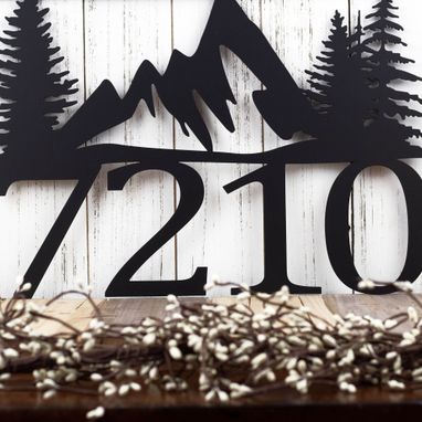 Custom Made Mountain House Number Metal Sign, Address Sign, Address Plaque, House Numbers, Metal Wall Art