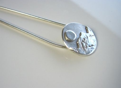 Custom Made Moon Over The Mountains Fine Silver Necklace