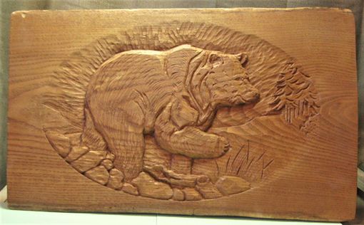 Custom Made Black Bear Relief Carving In Sassafras