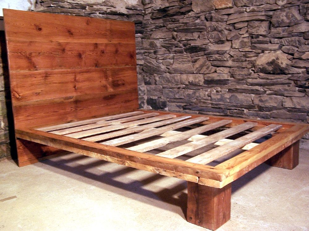 Buy Handmade Reclaimed Wood Platform Bed From Antique Pine, made to