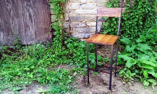 Custom Made Urban Style Reclaimed Wood Bar Stools With Industrial Metal Legs And Railroad Spikes
