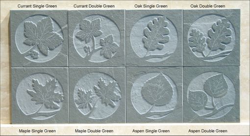 Custom Made Leaves Etched Slate Accent Tile