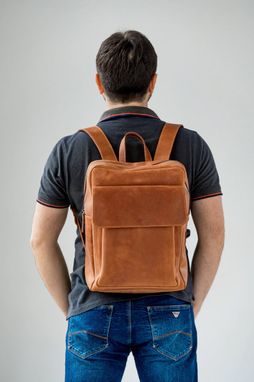 Custom Made Laptop Backpack, Leather Backpack, Big Leather Backpack,
