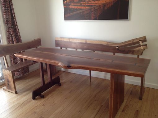 Custom Made Walnut Dinning Table With Benches