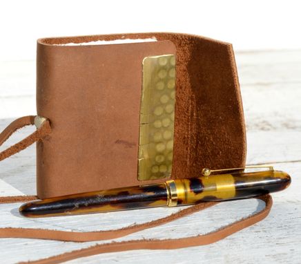 Custom Made Handmade Leather Bound Journal Mini Brass Diary Pocket Watercolor Art Notebook