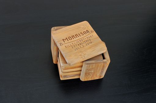 Custom Made Custom Bamboo Coasters, Custom Engraved Coasters --Cst-Bam-Morrison
