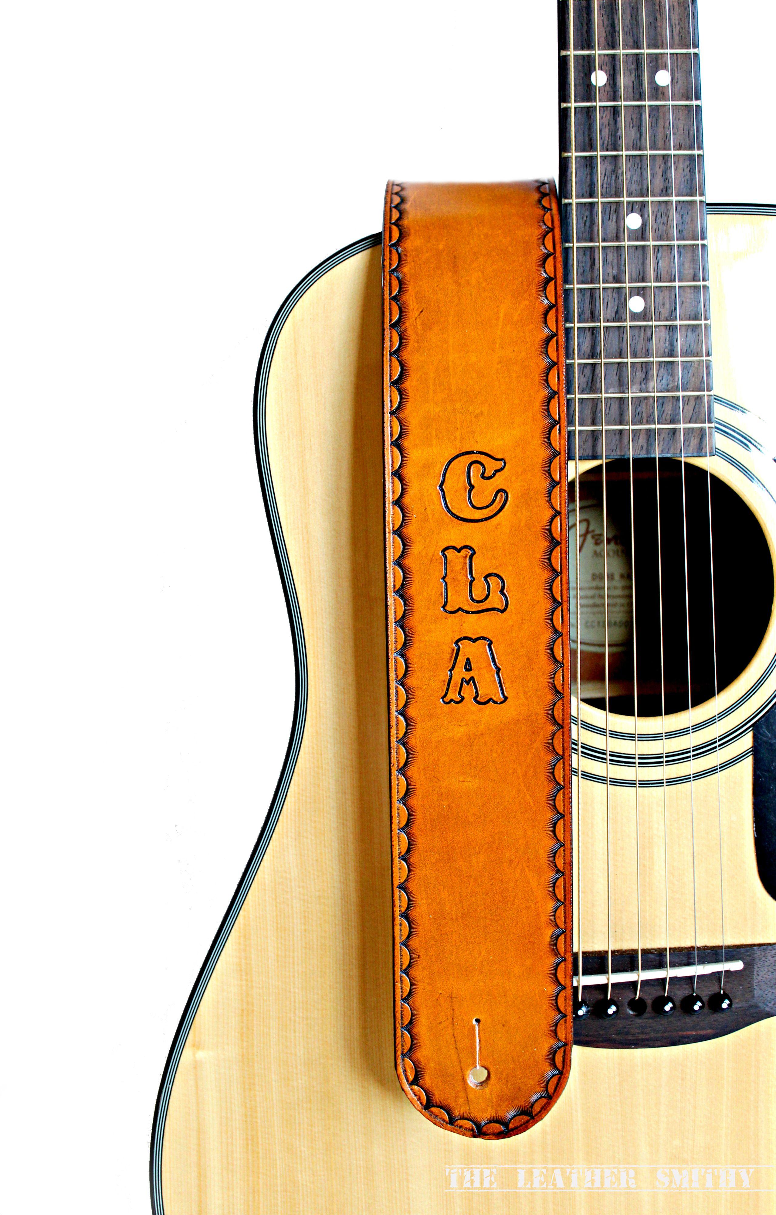 Buy Hand Crafted Custom Tan Leather Guitar Strap, made to order from