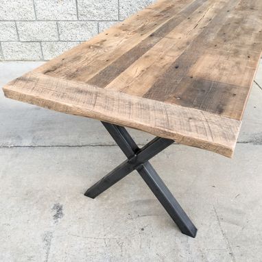 Custom Made Industrial Style Reclaimed Wood And Steel Dining Table Or Desk