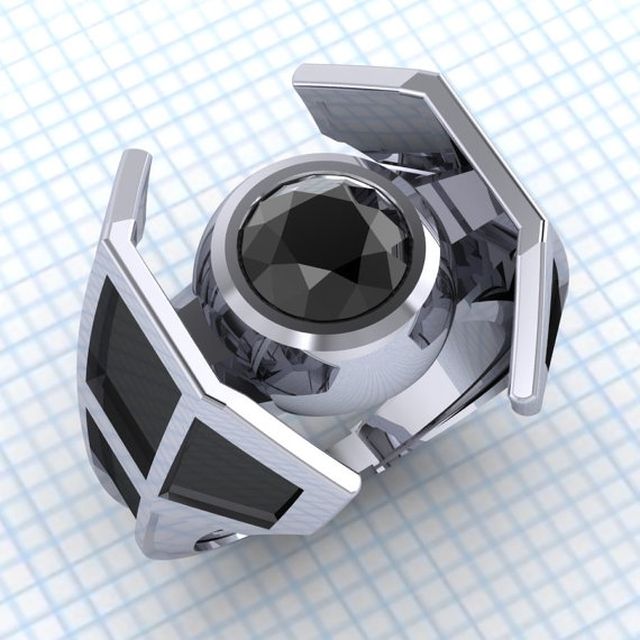 buy a hand made tie the knot tie fighter engagement ring with black diamond made to order from paul michael design custommadecom - Nerdy Wedding Rings buy a hand made tie the knot tie fighter engagement ring with black diamond made to order from paul michael design custommadecom - Nerdy Wedding Rings
